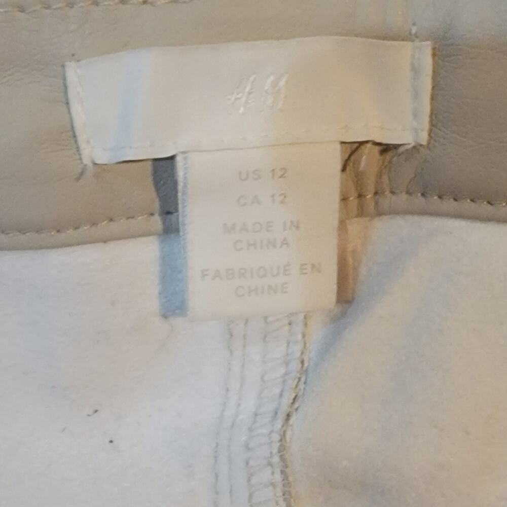 Women's Beige H&M Leather Straight Leg Pants Sz 12 - Picture 3 of 8